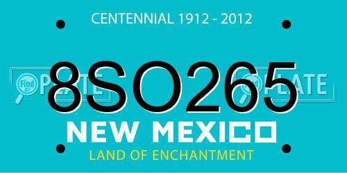 8SO265 New Mexico License Plate