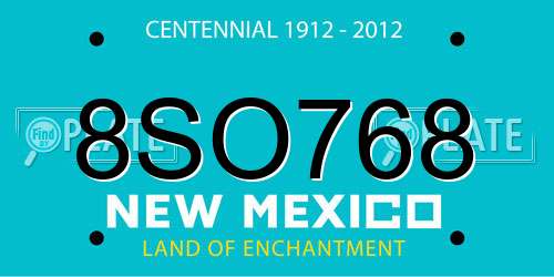 8SO768 New Mexico License Plate