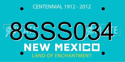 8SSS034 New Mexico License Plate