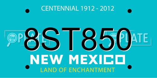 8ST850 New Mexico License Plate