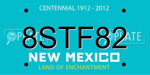 8STF82 New Mexico License Plate