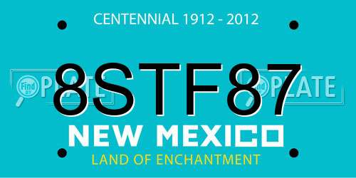 8STF87 New Mexico License Plate