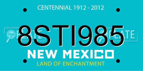8STI985 New Mexico License Plate