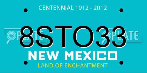 8STO33 New Mexico License Plate