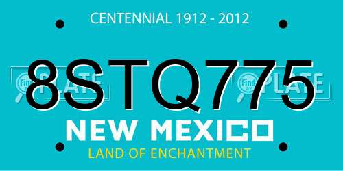 8STQ775 New Mexico License Plate