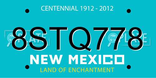 8STQ778 New Mexico License Plate