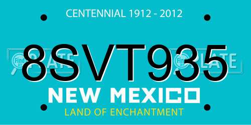 8SVT935 New Mexico License Plate