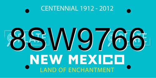 8SW9766 New Mexico License Plate