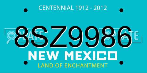 8SZ9986 New Mexico License Plate