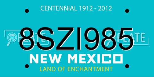 8SZI985 New Mexico License Plate