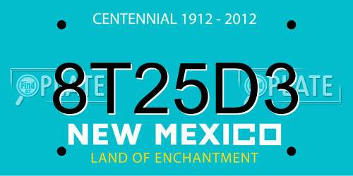 8T25D3 New Mexico License Plate