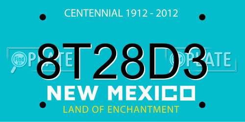 8T28D3 New Mexico License Plate