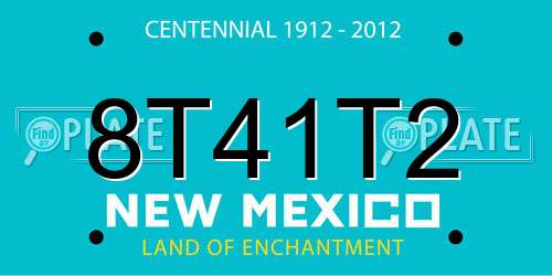 8T41T2 New Mexico License Plate