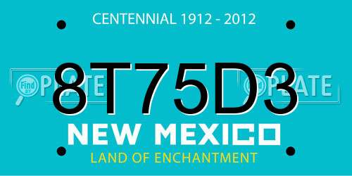 8T75D3 New Mexico License Plate