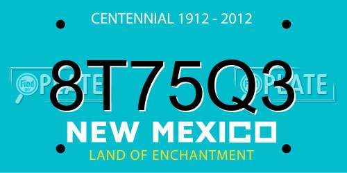 8T75Q3 New Mexico License Plate