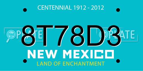 8T78D3 New Mexico License Plate