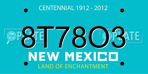 8T78O3 New Mexico License Plate