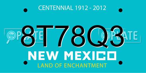 8T78Q3 New Mexico License Plate