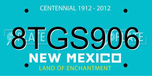 8TGS906 New Mexico License Plate