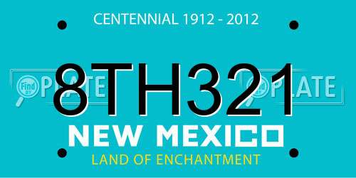 8TH321 New Mexico License Plate