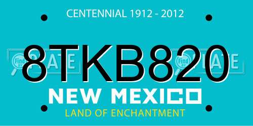 8TKB820 New Mexico License Plate