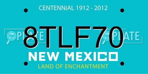 8TLF70 New Mexico License Plate