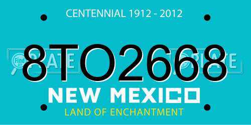 8TO2668 New Mexico License Plate