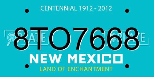 8TO7668 New Mexico License Plate