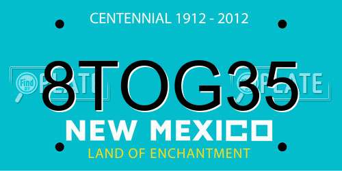 8TOG35 New Mexico License Plate