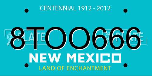 8TOO666 New Mexico License Plate