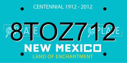 8TOZ712 New Mexico License Plate