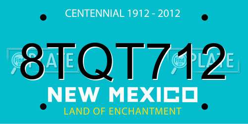 8TQT712 New Mexico License Plate