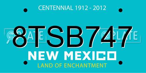 8TSB747 New Mexico License Plate
