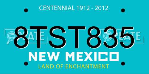8TST835 New Mexico License Plate