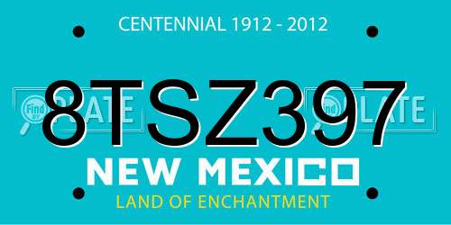8TSZ397 New Mexico License Plate