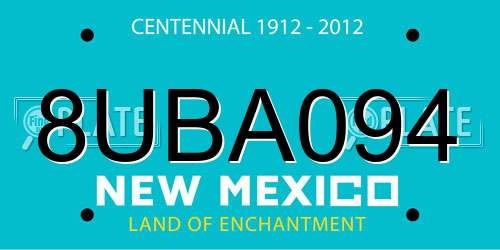 8UBA094 New Mexico License Plate