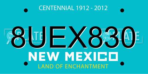 8UEX830 New Mexico License Plate