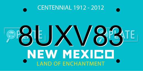 8UXV83 New Mexico License Plate