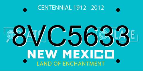 8VC5633 New Mexico License Plate