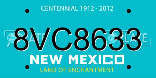 8VC8633 New Mexico License Plate