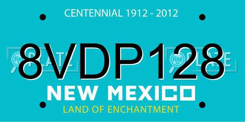 8VDP128 New Mexico License Plate