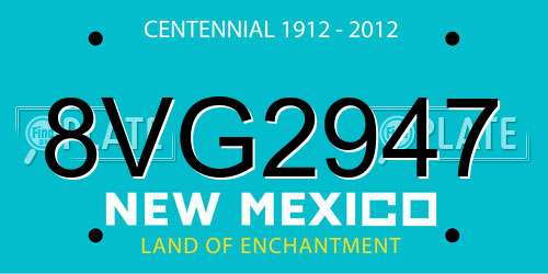 8VG2947 New Mexico License Plate
