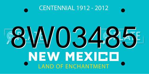 8W03485 New Mexico License Plate