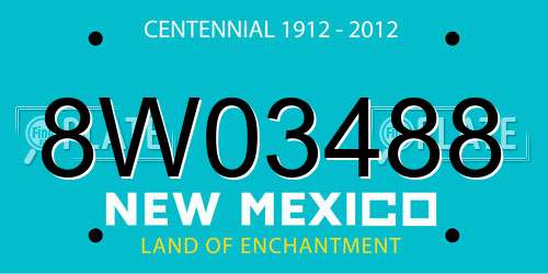 8W03488 New Mexico License Plate