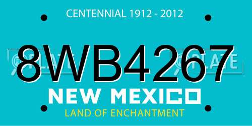 8WB4267 New Mexico License Plate