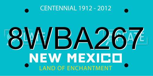 8WBA267 New Mexico License Plate