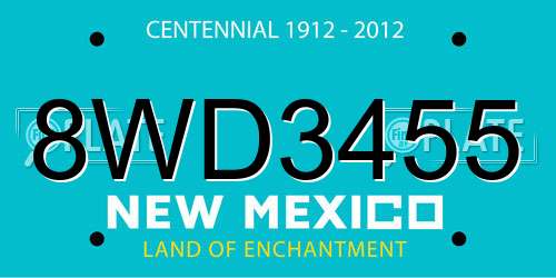 8WD3455 New Mexico License Plate