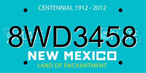 8WD3458 New Mexico License Plate