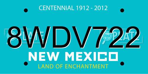 8WDV722 New Mexico License Plate