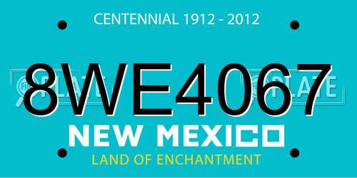 8WE4067 New Mexico License Plate